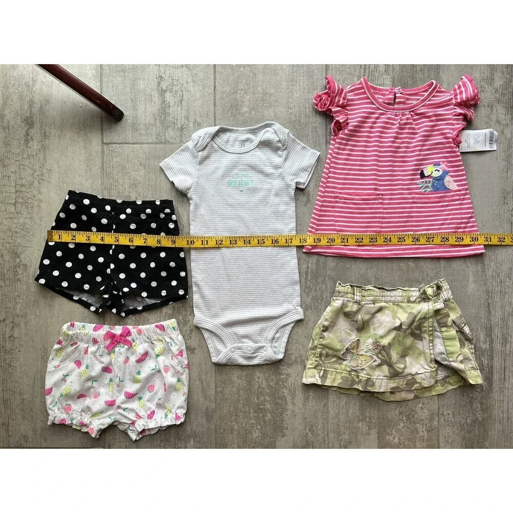 Baby Girl Mix Match 5 Piece Outfit Set Top Skort Shorts Bodysuit Cute Casual 12m